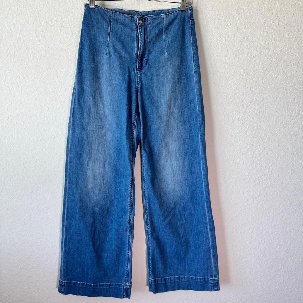 American Eagle Super High Rise Baggy Wide Leg Jeans Medium Wash Size 4 Boho